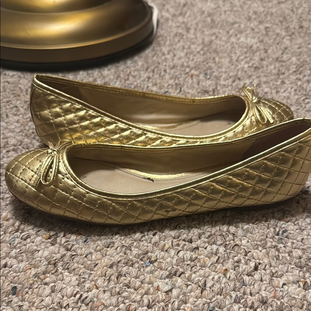 Gold Quilted Ballet Flats